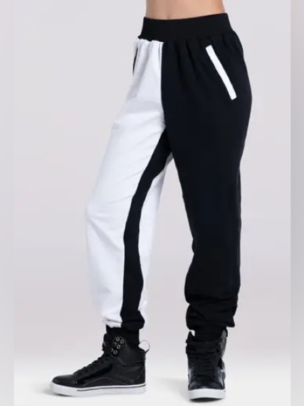 Weissman’s style AH12557 size MA Two-Tone Black and White Jogger Pants for Dance